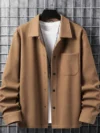 Zayra  Double Pocket Collar Style Casual Fleece Winter Button Jacket D-3
