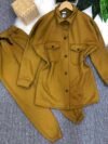 Zayra Shirt Style Long Front Pocket 2-Pcs Winter Tracksuit For Her