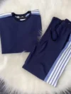 Zayra Blue Drop-Shoulder Stripe Style 2-Pcs Summer Dry-Fit Tracksuit For Her. WSTS-04