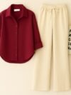 Zayra Luxe Co-Ord Set – Maroon & Beige