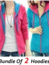 Zayra Bundle Of 2 Pink-Turquish Zipper Hoodies For Winter's